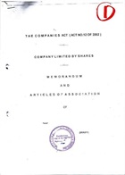 Certified Memorandum and articles of association